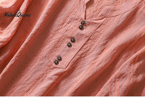 Casual all-match cotton linen jacquard shirt