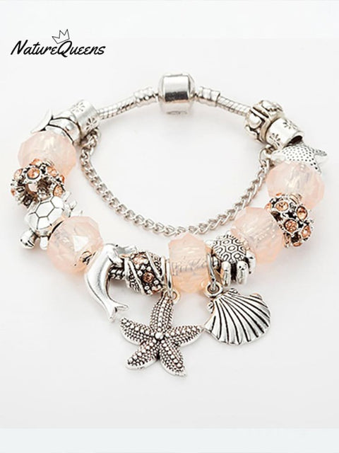🔥Buy 3 Get 10% Off🔥Women's Vacation Style Fashion Turtle Dolphin Starfish Big Hole Beaded DIY Bracelet