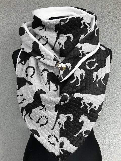 Horse Art Casual Waffle Scarf and Shawl