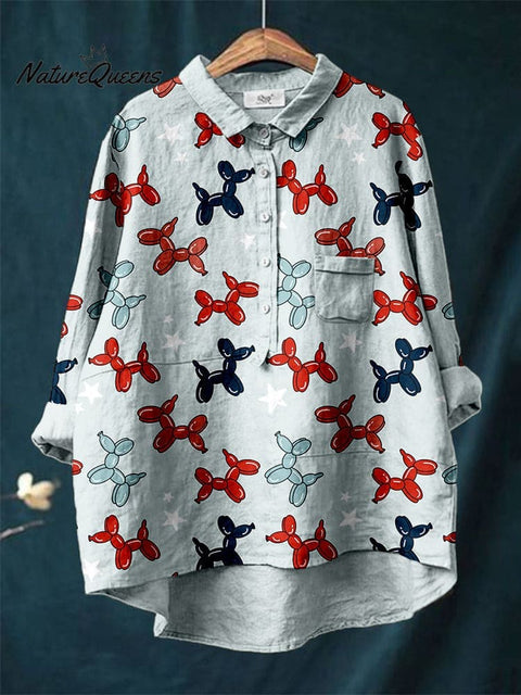 Independence Day Inspired Balloon Dog Linen Blend Tunic