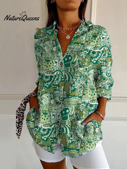 Animal Print Casual Long Sleeve Shirt