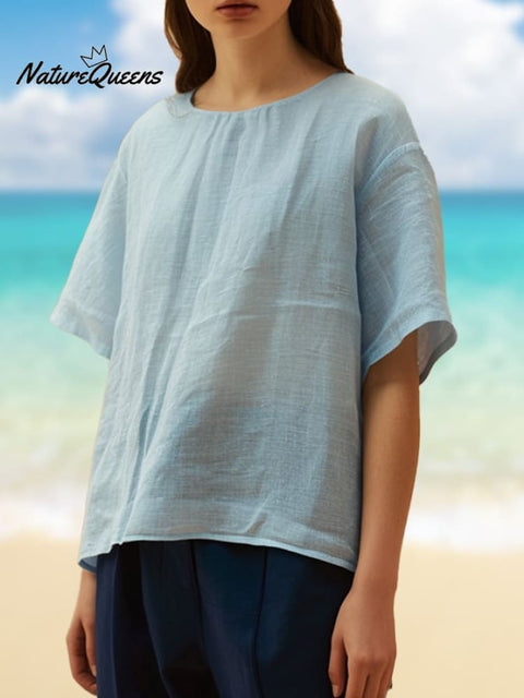 Women's Solid Color Casual Linen Shirt