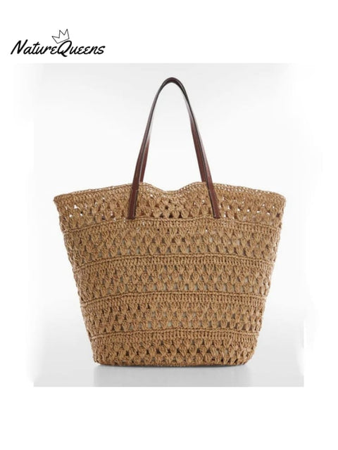 Bargaining Large -Capacity Shoulder Grass Compilation Bag New Casual Hollow Grass Bag Woven Bag And Holiday Beach Bag