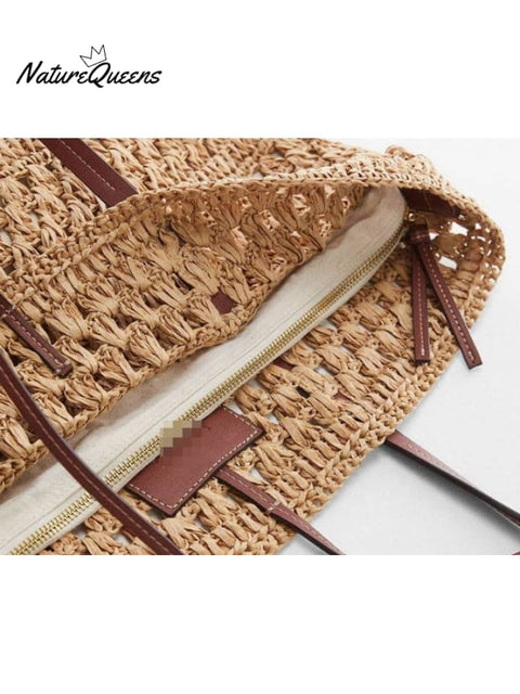 Bargaining Large -Capacity Shoulder Grass Compilation Bag New Casual Hollow Grass Bag Woven Bag And Holiday Beach Bag