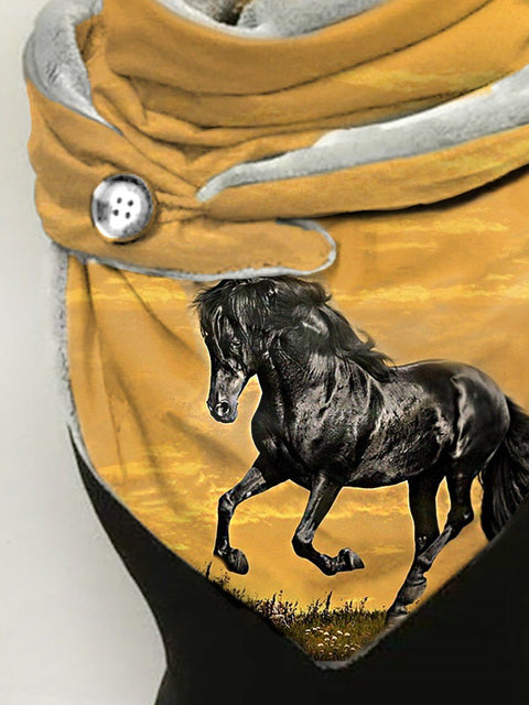 Horse-print casual fleece scarf and shawl