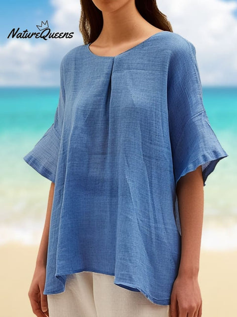 Women's Solid Color Casual Linen Shirt