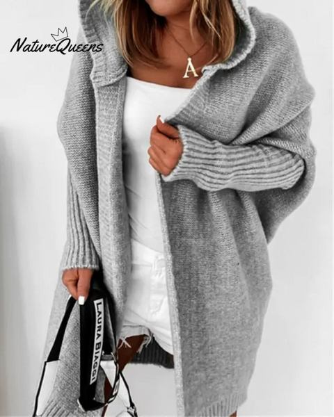 Bat Sleeve Hooded Soft Loose Patchwork Sweater