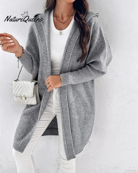 Bat Sleeve Hooded Soft Loose Patchwork Sweater