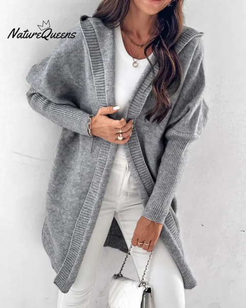 Bat Sleeve Hooded Soft Loose Patchwork Sweater