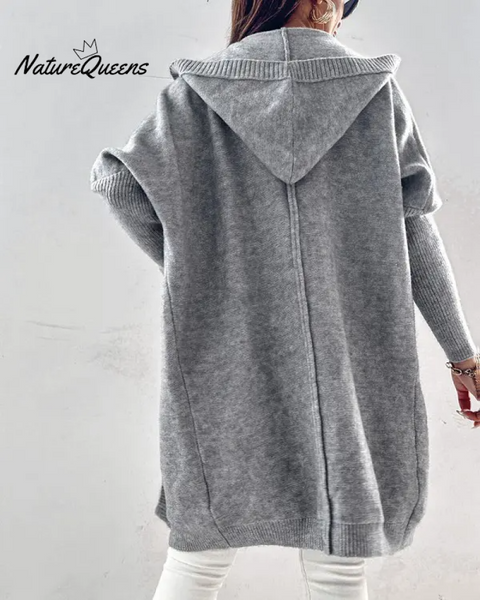 Bat Sleeve Hooded Soft Loose Patchwork Sweater