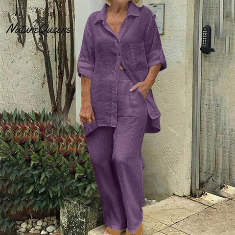 Long-sleeved cardigan top and pants two-piece suit