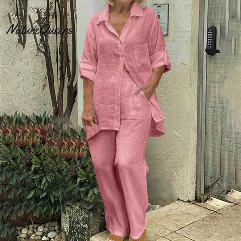 Long-sleeved cardigan top and pants two-piece suit