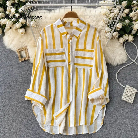 Vertical striped multicolor shirt jacket