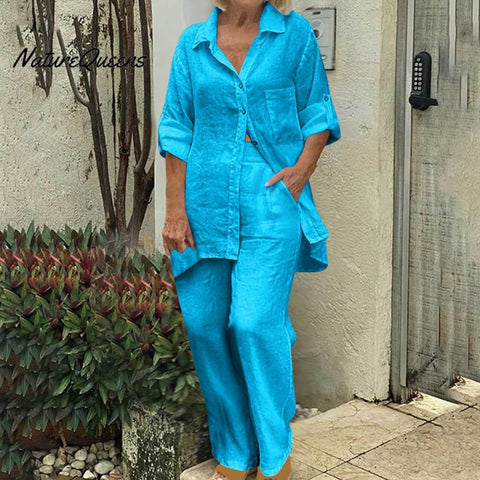 Long-sleeved cardigan top and pants two-piece suit