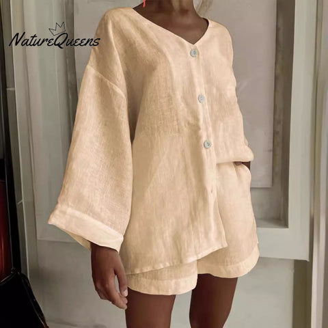 Fashionable cotton and linen shirts, shorts and casual suits