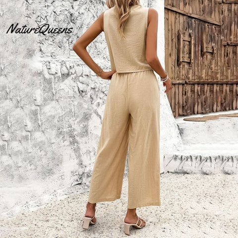 Spring and summer casual solid color vest suit