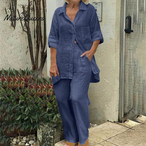 Long-sleeved cardigan top and pants two-piece suit