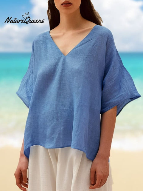 Women's Solid Color Casual Linen Shirt