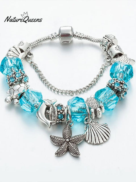 🔥Buy 3 Get 10% Off🔥Women's Vacation Style Fashion Turtle Dolphin Starfish Big Hole Beaded DIY Bracelet