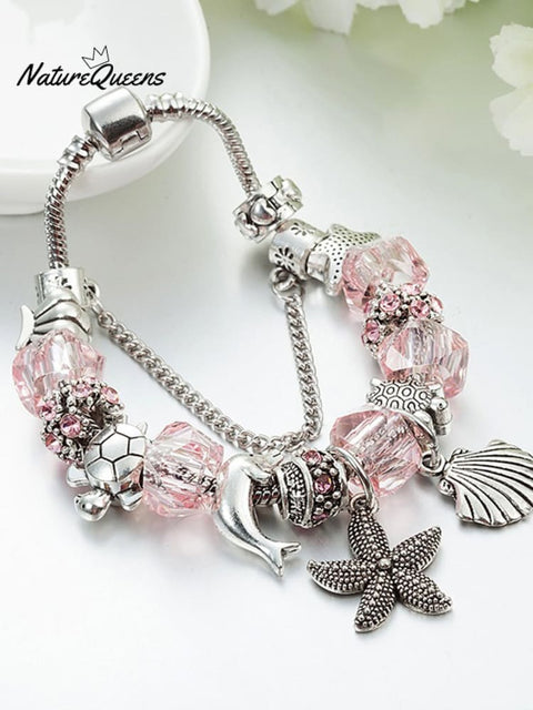 🔥Buy 3 Get 10% Off🔥Women's Vacation Style Fashion Turtle Dolphin Starfish Big Hole Beaded DIY Bracelet