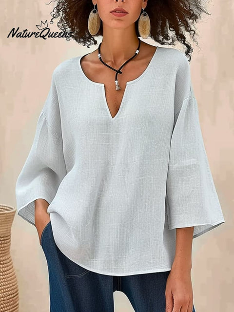 Women's Solid Color Casual Linen Shirt