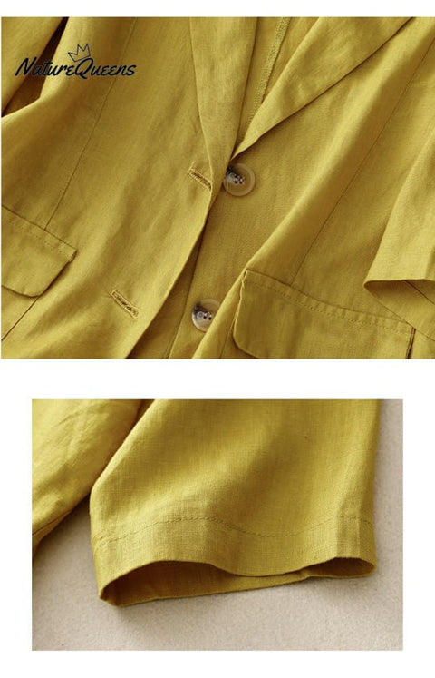 All-match casual button-down cotton linen jacket