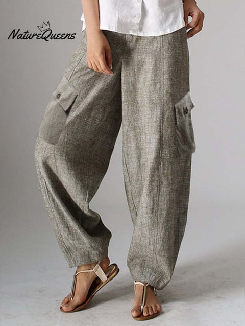 Fashion With Pockets Straight Leg Cargo Pants Grey / S
