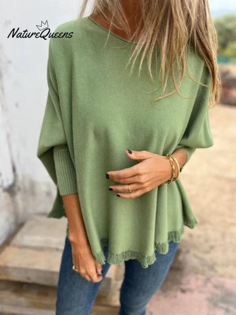 Casual Round Neck Lace Top