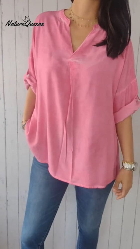 V-neck Mid-sleeve Comfortable Casual Top