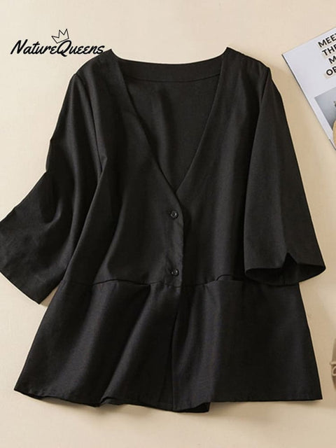 Cotton Linen Solid Color Loose Casual Jacket Thin Suit