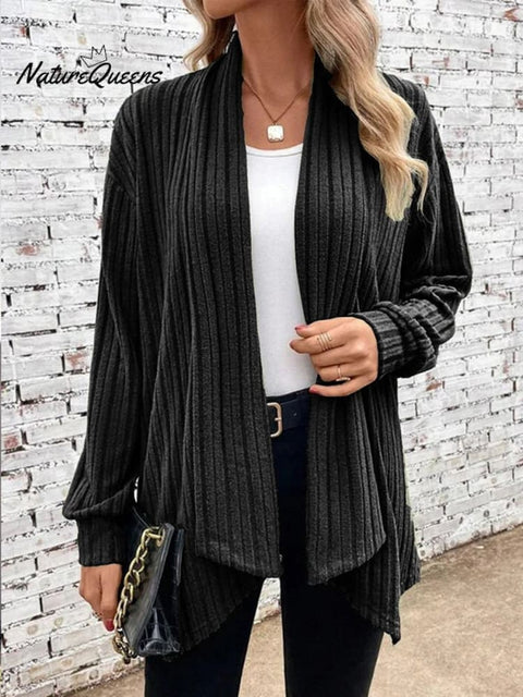 Women's Autumn and Winter Long Sleeve Solid Color Cardigan Jacket
