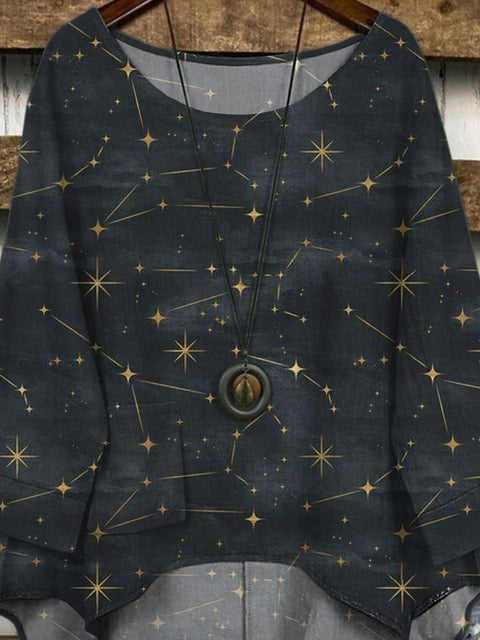 Star Sign Astrology Pattern Printed Women's Casual Long Sleeve Comfortable Cotton Top