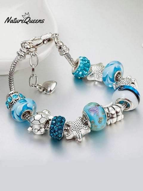 Vacation Style Fashion Turtle Starfish Big Hole Beaded Bracelet