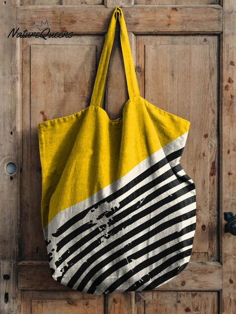 Geometric Abstract Art Printed Linen Tote Bag