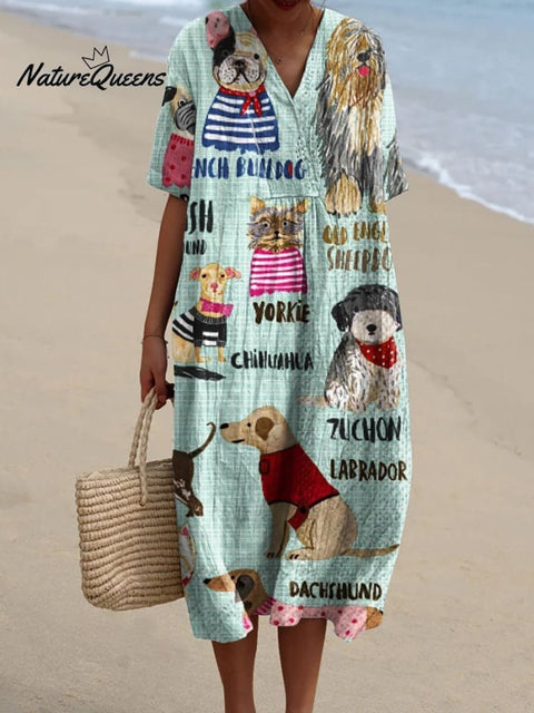 Women's  Dog  Art Print  Casual Dress