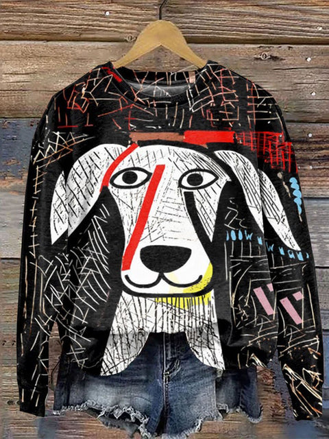 Funny Dog Art Print Casual  Sweatshirt