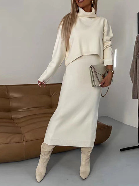 Women's Knitted Hip Skirt Two-piece Set