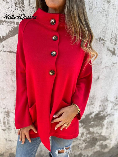 Women's Casual Lapel Neck Cardigan Knit Jacket