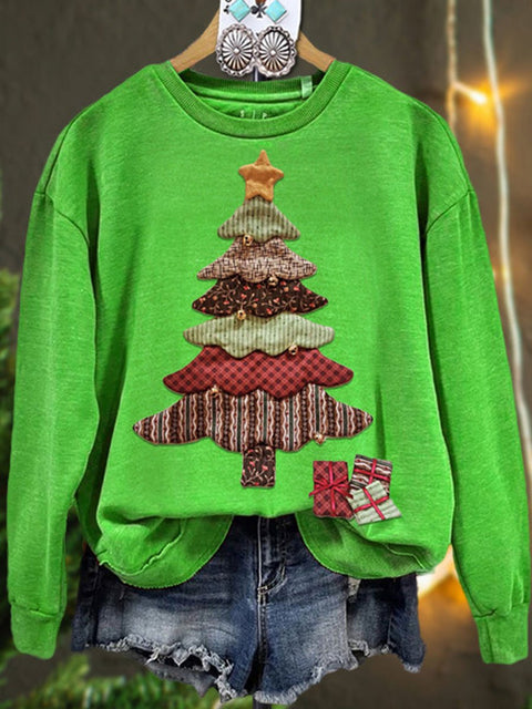 Merry Christmas  Christmas Tree Print Casual  Sweatshirt