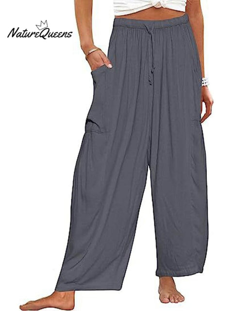 Women's Stylish Casual Fashionable Elastic Waist Loose Cotton Linen Pants