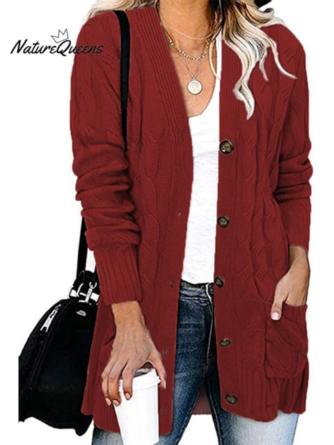 Loose Twist-button Jacket and Casual Knitted Cardigan