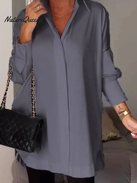 Women's Solid Color Loose Elegant Simple Casual Long Sleeve Shirt