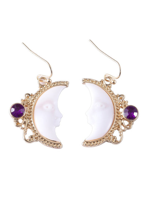 Women's Moon Goddess Pendant And Inlaid Gemstone Earrings