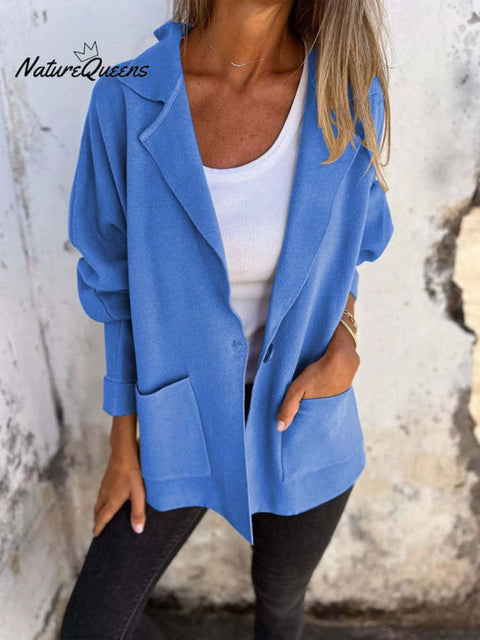 Women's Casual Lapel Neck Jacket With Pockets