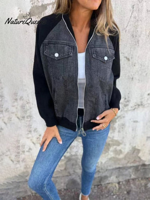 Women's Denim Patchwork Casual Jacket