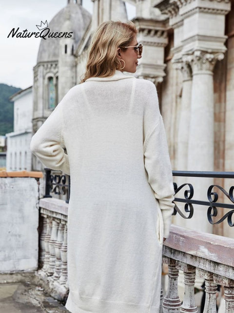 Women's Stylish Casual Fashionable Long Sleeve Solid Color Knitted Coat