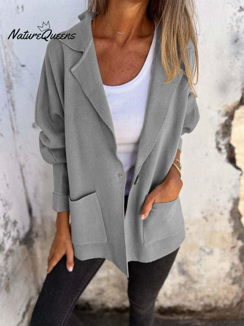 Women's Casual Lapel Neck Jacket With Pockets
