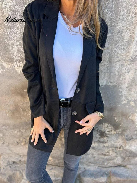 Jacket Suede Lapel Long Sleeve Casual Coat