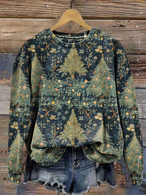 Cozy Retro Christmas Print Casual  Sweatshirt