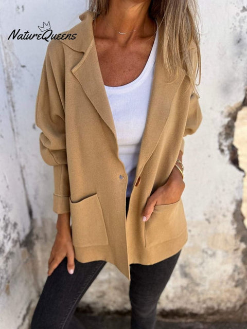 Women's Casual Lapel Neck Jacket With Pockets